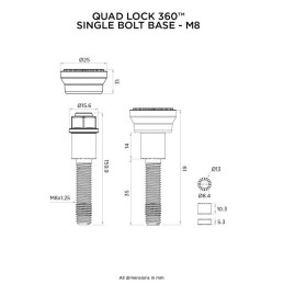 Base un solo tornillo QUAD LOCK 360 - M8