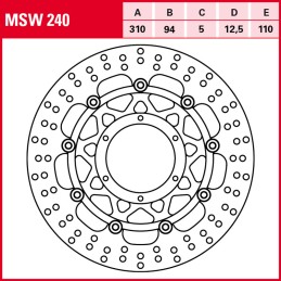 Honda CBR RR Fireblade (SC57) 1000 2004 - 2005 Disco Freno Delantero TRW