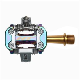 PEDALES CROSS COUNTRY HT M2 EJE TITANIO (OIL SLICK)