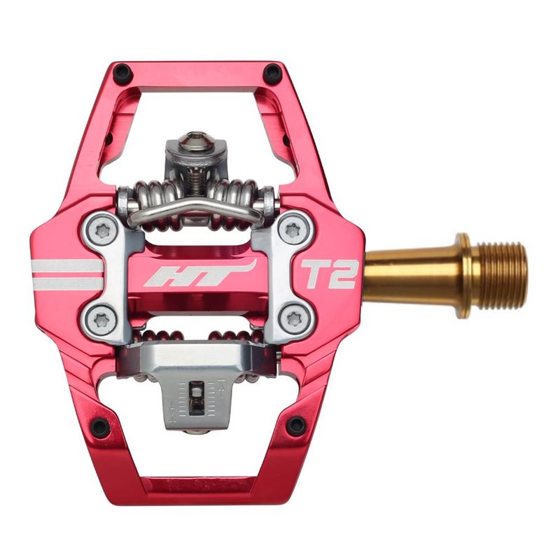 PEDALES ENDURO HT T2 EJE TITANIO (ROJO)