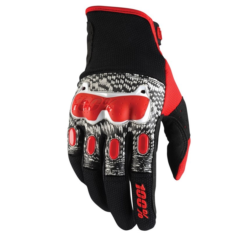 GUANTES 100% DERESTRICTED NEGRO/BLANCO/ROJO