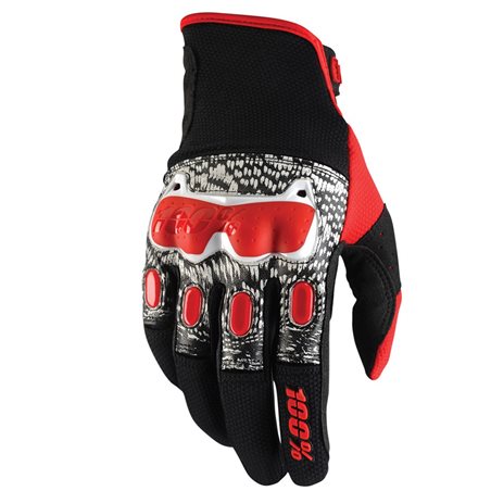 GUANTES 100% DERESTRICTED NEGRO/BLANCO/ROJO