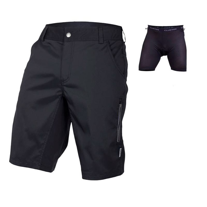 PANTALONES CORTOS CLUB RIDE FUZE CON BADANA EXTRAIBLE (RAVEN SOLID)