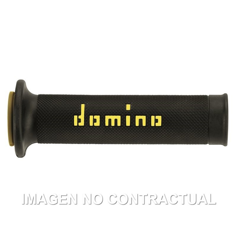 Puños Moto Carretera Negro - Amarillo Abiertos D 22 mm L 120-125 mm