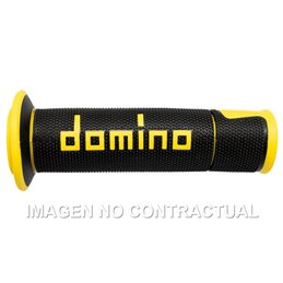 Puños Moto Carretera Racing Negro/Amarillo Abiertos D 22 mm L 120 mm