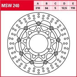 Honda CBR RR Fireblade (SC57) 1000 2004 - 2005 Disco Freno Delantero TRW