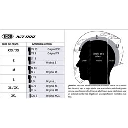 SHOEI XR-1100 RECAMBIO SHOEI ACOLCHADO CENTRAL
