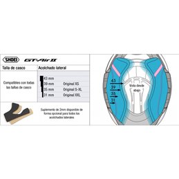 SHOEI GT-AIR 2 / J-CRUISE 2 RECAMBIO SHOEI ACOLCHADO LATERAL