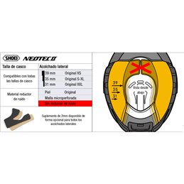 SHOEI NEOTEC 2 TIPO MALLA RECAMBIO SHOEI ACOLCHADO LATERAL