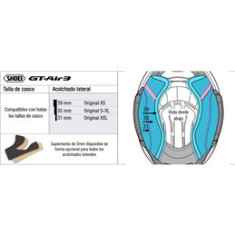 SHOEI GT-AIR 3 RECAMBIO SHOEI ACOLCHADO LATERAL