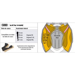 SHOEI VFX-WR / 06 RECAMBIO SHOEI ACOLCHADO LATERAL