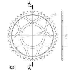 APRILIA SHIVER 750 2007-2016 CORONA EN ACERO DE 44 DIENTES