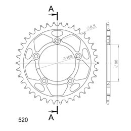 DUCATI 851 SBK BIP / STRADA 851 1988-1989 CORONA EN ACERO DE 38 DIENTES