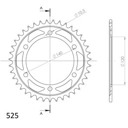KAWASAKI ZX6R NINJA 600 1998-2001 CORONA EN ACERO DE 40 DIENTES