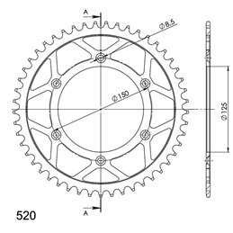 KTM SX 2T 380 1998-2002 CORONA EN ACERO DE 50 DIENTES