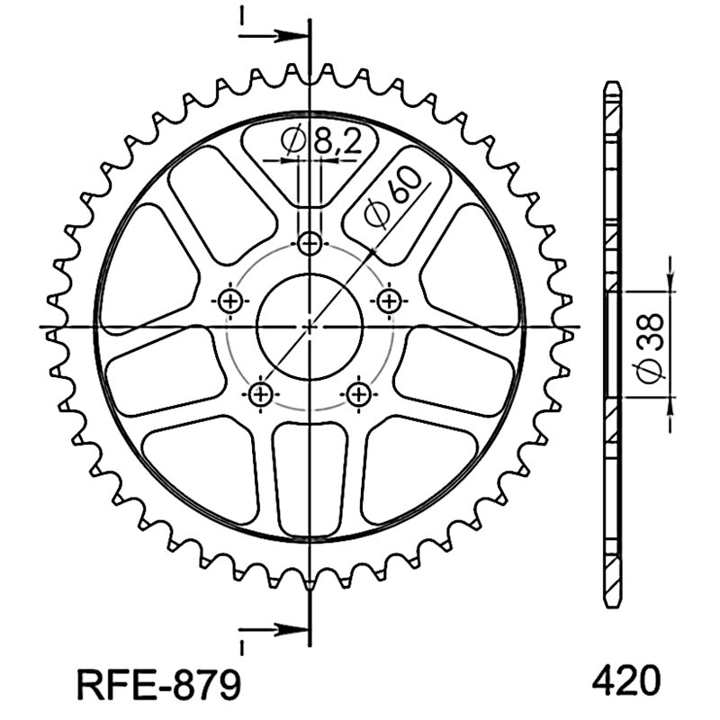 CORONA EN ACERO DE 44 DIENTE
S RIEJU RS 1 50 1996-2001
