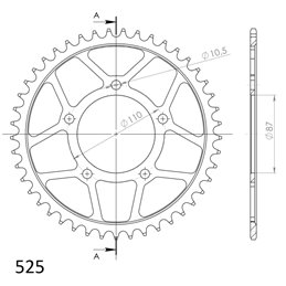 SUZUKI SV ABS 650 2007-2011 CORONA EN ACERO DE 45 DIENTES