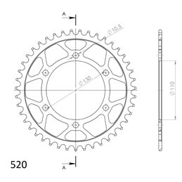 YAMAHA MT03 EURO4 321 2016-2020 
	CORONA EN ACERO DE 43 DIENTE
S