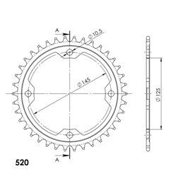YAMAHA YFZ S 450 2004-2013 CORONA EN ACERO DE 38 DIENTES