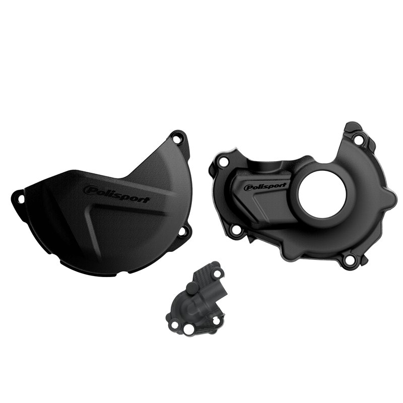 KIT PROTECTOR TAPA EMBRAGUE + ENCENDIDO + BOMBA AGUA YAMAHA YZ450F (15-17) Negro