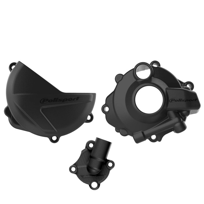 KIT PROTECTOR TAPA EMBRAGUE + ENCENDIDO + BOMBA AGUA HONDA CRF250R/RX (18-24) Negro