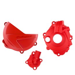 KIT PROTECTOR TAPA EMBRAGUE + ENCENDIDO + BOMBA AGUA HONDA CRF250R/RX (18-24) Rojo